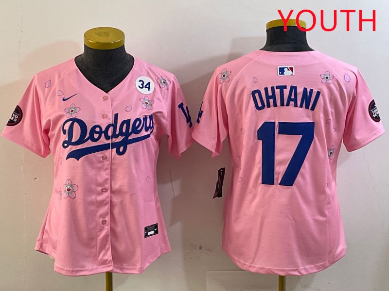 Youth Los Angeles Dodgers #17 Ohtani Pink Sakura Edition 2025 Nike MLB Jersey style 22